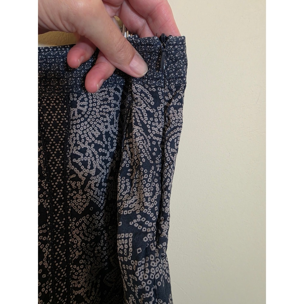 Esprit Navy Blue Beige Mandala Geometric Print Cotton A-Line Skirt Sz 6 VTG Y2K - Picture 5 of 9